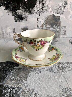 Foley China Vintage Floral Teacup and Saucer